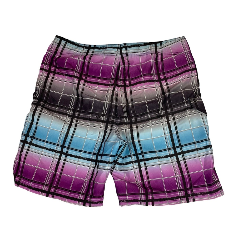 Kanu‎ Surf Plaid Board Shorts Men's Size 36 Purple Blue Black Swim Trunks - Picture 9 of 9